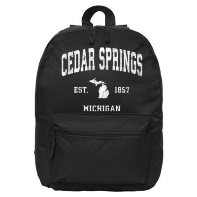 Cedar Springs Michigan Mi Vintage Athletic Sports 16 in Basic Backpack