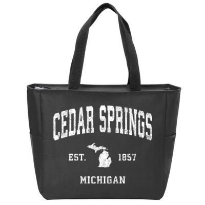 Cedar Springs Michigan Mi Vintage Athletic Sports Zip Tote Bag