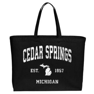 Cedar Springs Michigan Mi Vintage Athletic Sports Cotton Canvas Jumbo Tote