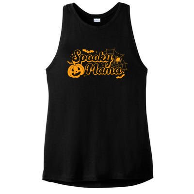 Cute Spooky Mama Pumpkin Retro Halloween Matching Family Mom Gift Ladies PosiCharge Tri-Blend Wicking Tank