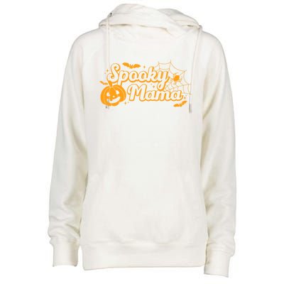 Cute Spooky Mama Pumpkin Retro Halloween Matching Family Mom Gift Womens Funnel Neck Pullover Hood