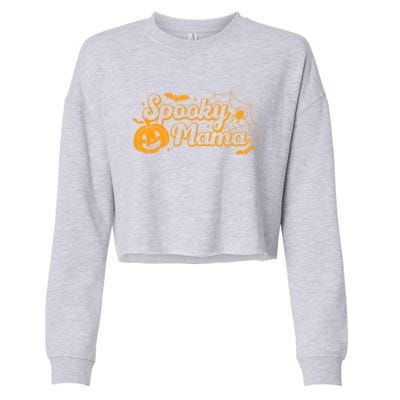 Cute Spooky Mama Pumpkin Retro Halloween Matching Family Mom Gift Cropped Pullover Crew