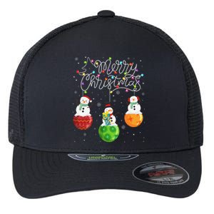 Cute Snowmans Merry Christmas Lights Ornaments Balls Pajama Flexfit Unipanel Trucker Cap