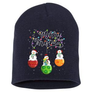 Cute Snowmans Merry Christmas Lights Ornaments Balls Pajama Short Acrylic Beanie