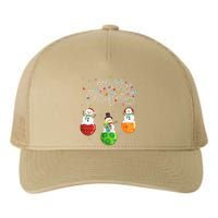 Cute Snowmans Merry Christmas Lights Ornaments Balls Pajama Yupoong Adult 5-Panel Trucker Hat