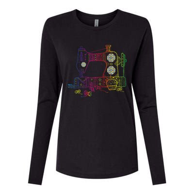 Colorful Sewing Machine Quilter Quilting Seamstress Womens Cotton Relaxed Long Sleeve T-Shirt