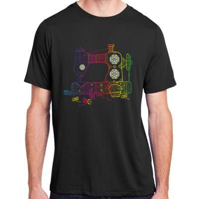 Colorful Sewing Machine Quilter Quilting Seamstress Adult ChromaSoft Performance T-Shirt