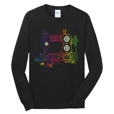 Colorful Sewing Machine Quilter Quilting Seamstress Tall Long Sleeve T-Shirt