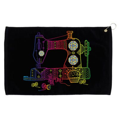 Colorful Sewing Machine Quilter Quilting Seamstress Grommeted Golf Towel