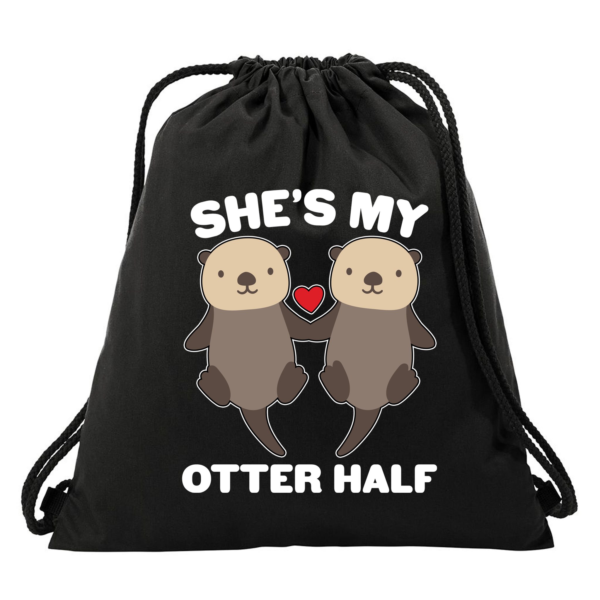 Cute She's My Otter Half Matching Couples Shirt Drawstring Bag