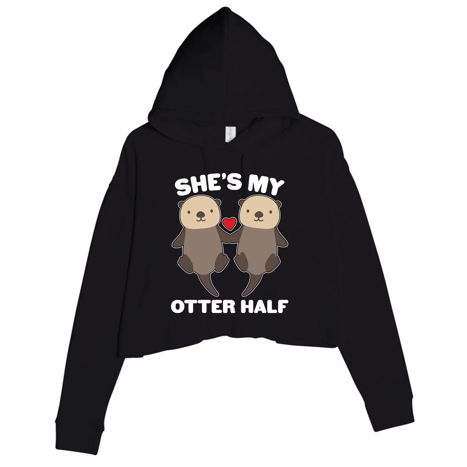 Cute She's My Otter Half Matching Couples Shirt Crop Fleece Hoodie
