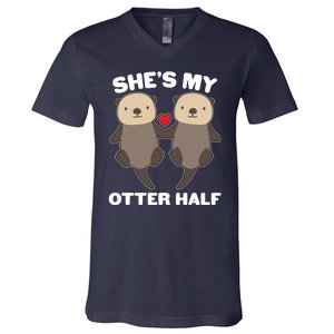 Cute She's My Otter Half Matching Couples Shirt V-Neck T-Shirt