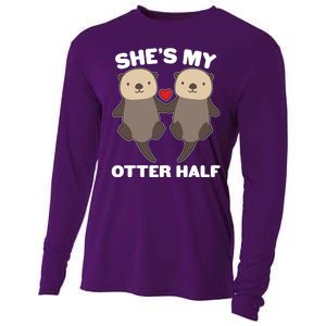 Cute She's My Otter Half Matching Couples Shirt Cooling Performance Long Sleeve Crew