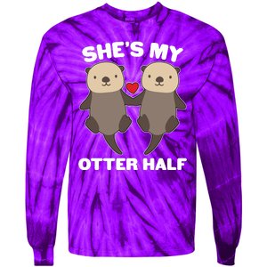 Cute She's My Otter Half Matching Couples Shirt Tie-Dye Long Sleeve Shirt