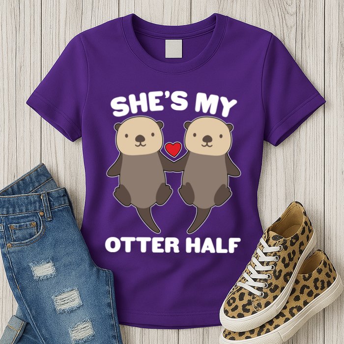 Cute She's My Otter Half Matching Couples Shirt Womens T-Shirt