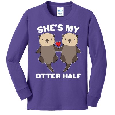 Cute She's My Otter Half Matching Couples Shirt Kids Long Sleeve Shirt