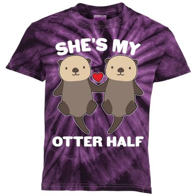 Cute She's My Otter Half Matching Couples Shirt Kids Tie-Dye T-Shirt