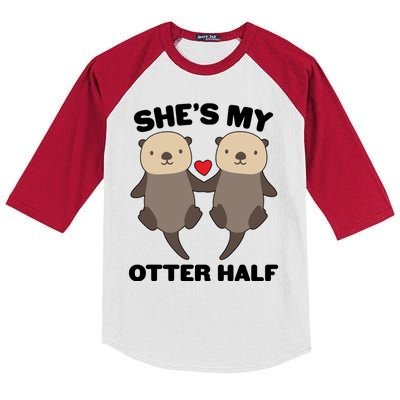 Cute She's My Otter Half Matching Couples Shirt Kids Colorblock Raglan Jersey