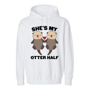 Cute She's My Otter Half Matching Couples Shirt Garment-Dyed Fleece Hoodie