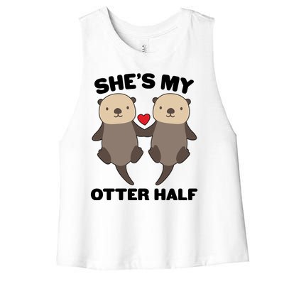 Cute She's My Otter Half Matching Couples Shirt Women's Racerback Cropped Tank