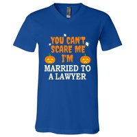 CanT Scare Me Married To A Lawyer Attorney Funny Halloween Gift V-Neck T-Shirt