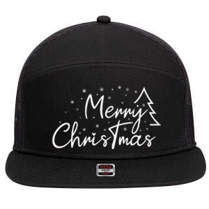 Cute Simple Merry Christmas Tree Family Matching Pajama Xmas 7 Panel Mesh Trucker Snapback Hat