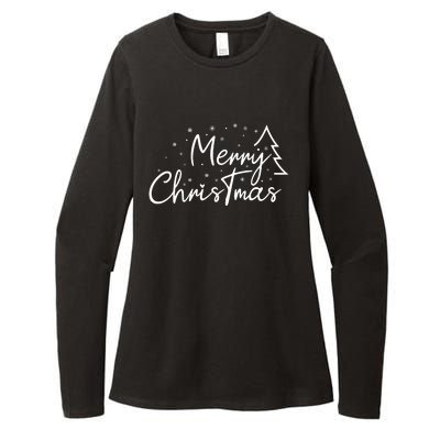 Cute Simple Merry Christmas Tree Family Matching Pajama Xmas Womens CVC Long Sleeve Shirt