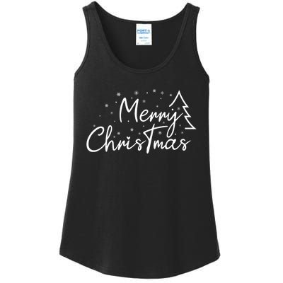 Cute Simple Merry Christmas Tree Family Matching Pajama Xmas Ladies Essential Tank