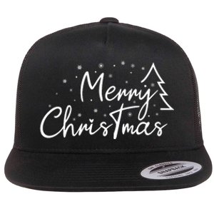 Cute Simple Merry Christmas Tree Family Matching Pajama Xmas Flat Bill Trucker Hat