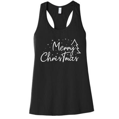 Cute Simple Merry Christmas Tree Family Matching Pajama Xmas Women's Racerback Tank