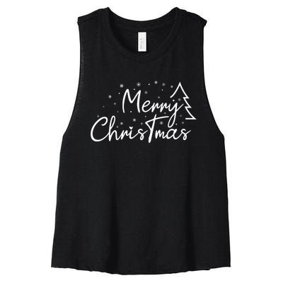 Cute Simple Merry Christmas Tree Family Matching Pajama Xmas Women's Racerback Cropped Tank