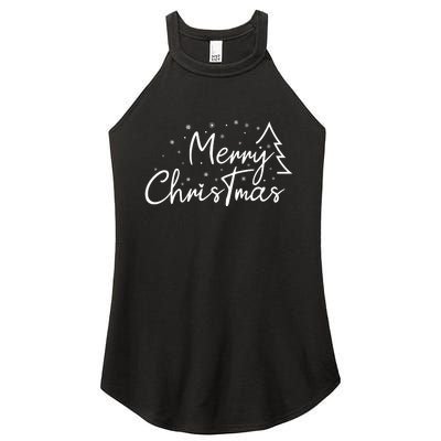 Cute Simple Merry Christmas Tree Family Matching Pajama Xmas Women's Perfect Tri Rocker Tank