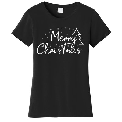 Cute Simple Merry Christmas Tree Family Matching Pajama Xmas Women's T-Shirt