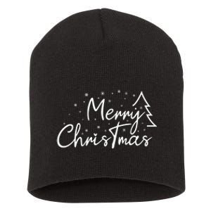 Cute Simple Merry Christmas Tree Family Matching Pajama Xmas Short Acrylic Beanie