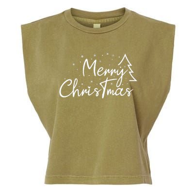 Cute Simple Merry Christmas Tree Family Matching Pajama Xmas Garment-Dyed Women's Muscle Tee