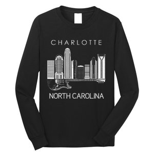 Charlotte Souvenir Men North Carolina Souvenir Music Guitar Long Sleeve Shirt