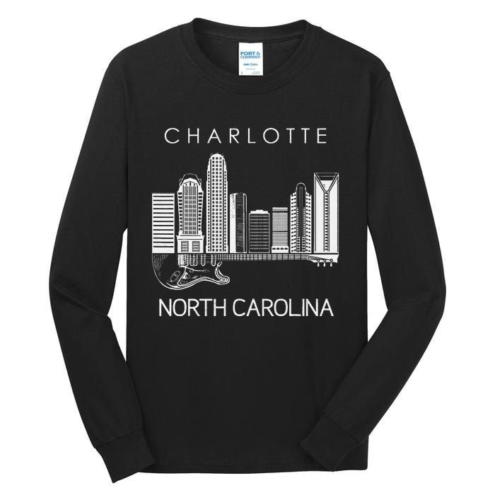 Charlotte Souvenir Men North Carolina Souvenir Music Guitar Tall Long Sleeve T-Shirt