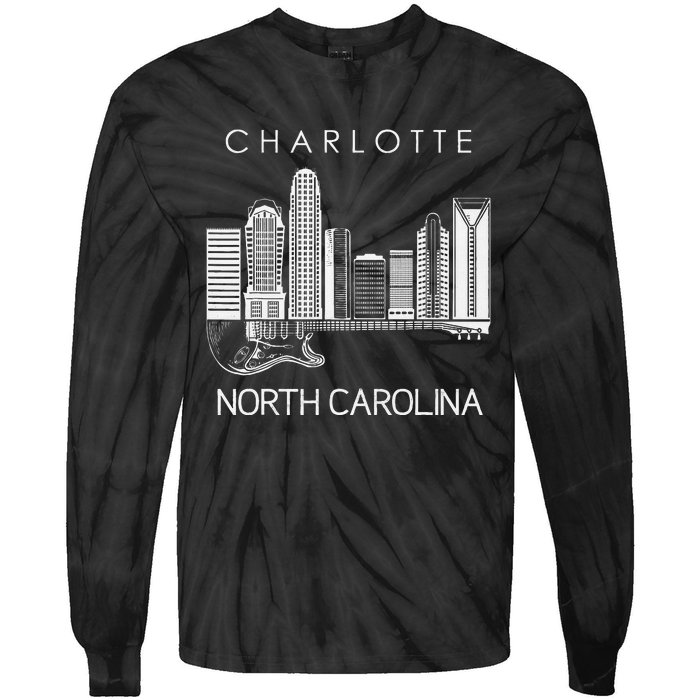 Charlotte Souvenir Men North Carolina Souvenir Music Guitar Tie-Dye Long Sleeve Shirt