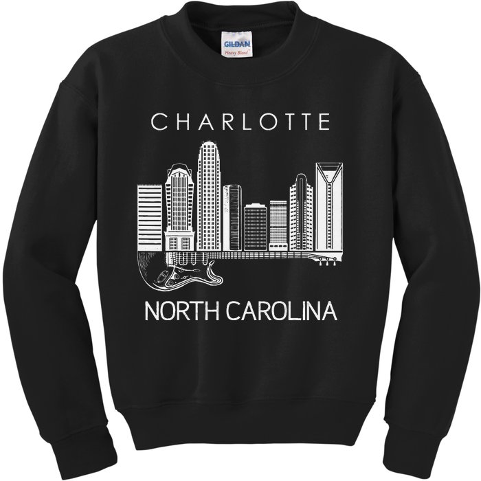 Charlotte Souvenir Men North Carolina Souvenir Music Guitar Kids Sweatshirt