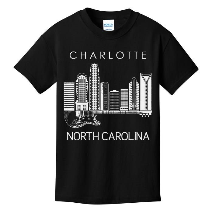 Charlotte Souvenir Men North Carolina Souvenir Music Guitar Kids T-Shirt