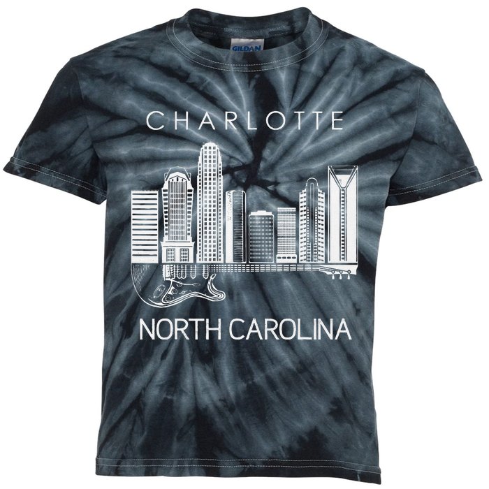 Charlotte Souvenir Men North Carolina Souvenir Music Guitar Kids Tie-Dye T-Shirt