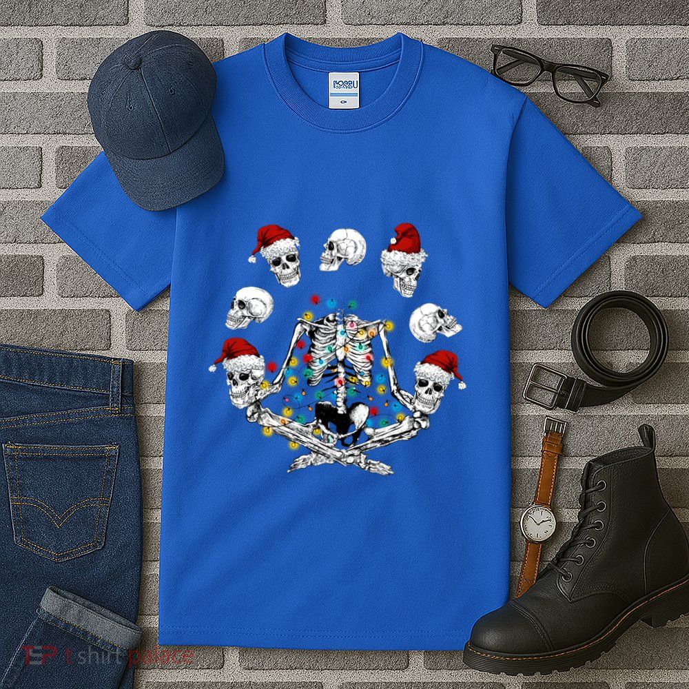 Christmas Skeleton Meditation Santa Skull Yoga Meditation Gift Tall T-Shirt