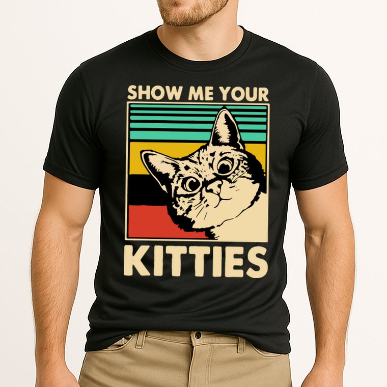 Cat Show Me Your Kitties Funny Cats Lover Vintage Cooling Performance Crew T-Shirt