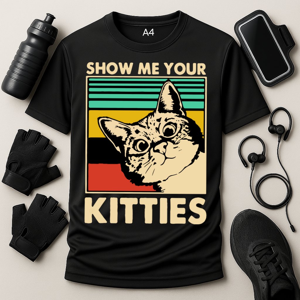 Cat Show Me Your Kitties Funny Cats Lover Vintage Cooling Performance Crew T-Shirt