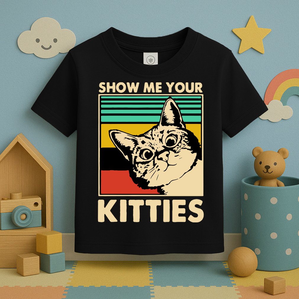 Cat Show Me Your Kitties Funny Cats Lover Vintage Toddler T-Shirt