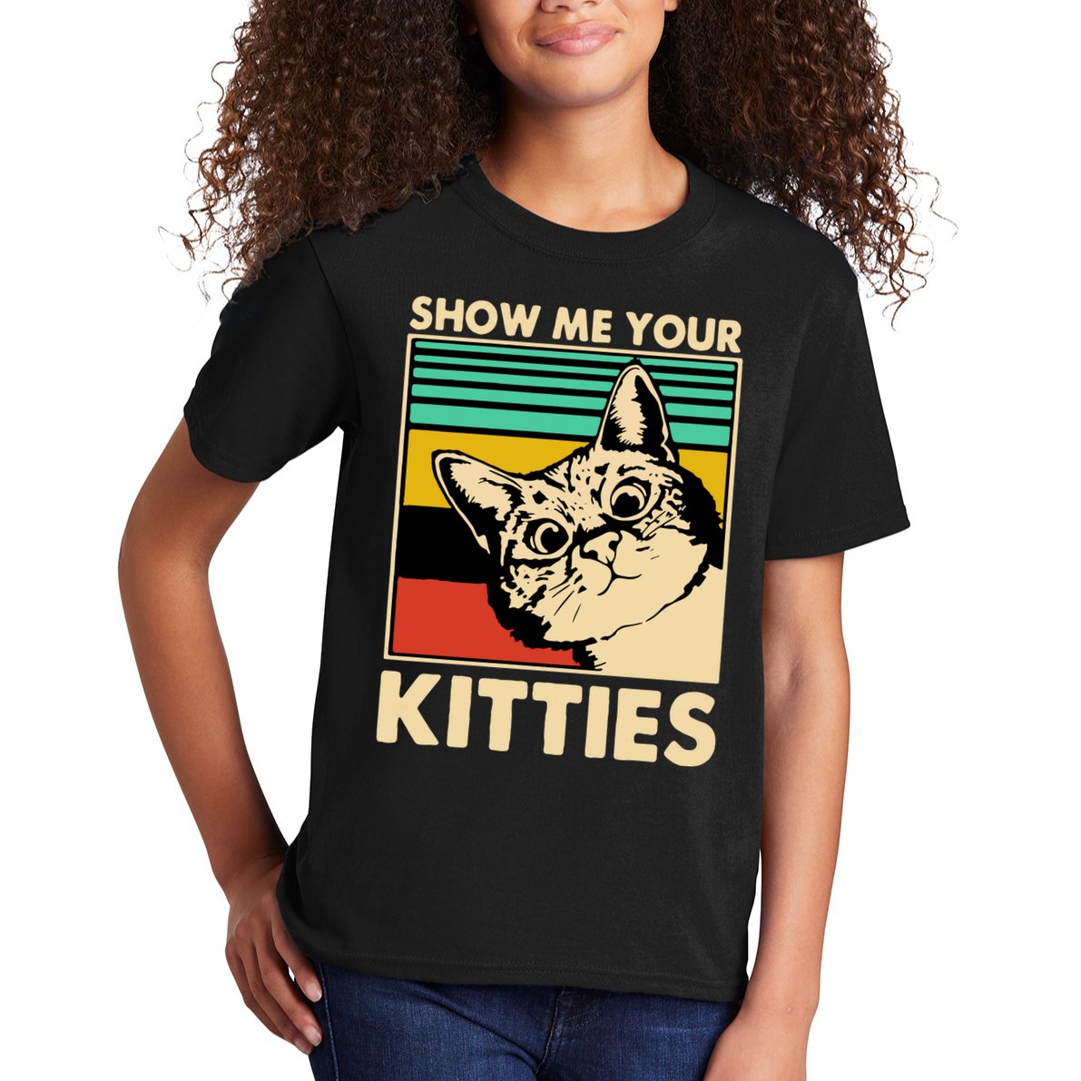 Cat Show Me Your Kitties Funny Cats Lover Vintage Kids T-Shirt
