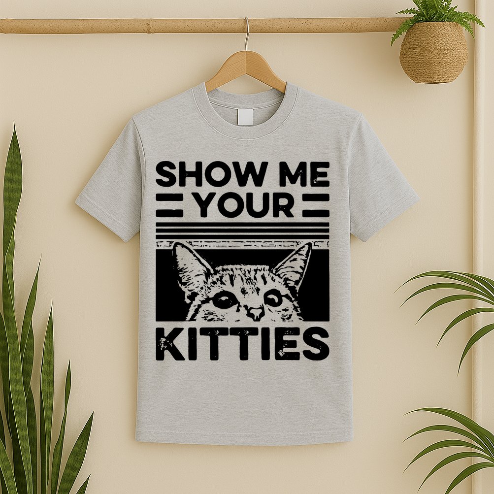 Cat Show Me Your Kitties Version 2 Funny Vintage T-Shirt