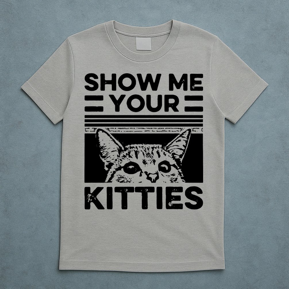 Cat Show Me Your Kitties Version 2 Funny Vintage T-Shirt