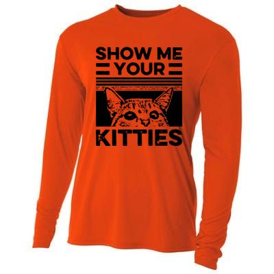 Cat Show Me Your Kitties Version 2 Funny Vintage Cooling Performance Long Sleeve Crew