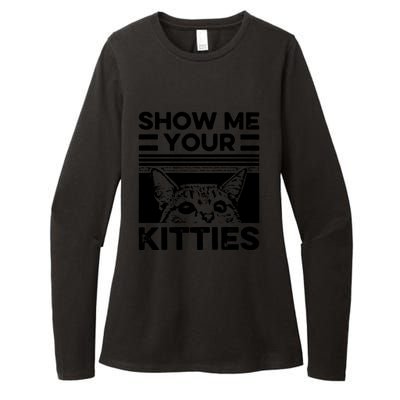 Cat Show Me Your Kitties Version 2 Funny Vintage Womens CVC Long Sleeve Shirt